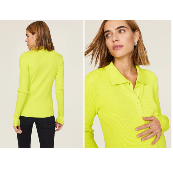 Emilia George Lime Green Eliza Button-Up Cardigan Womens SMALL Maternity Ribbed - Picture 6 of 12